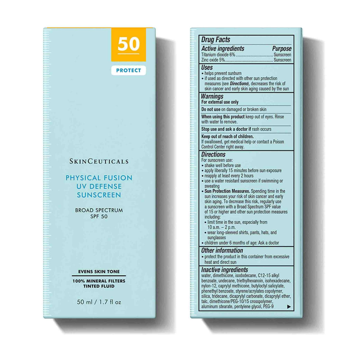 SkinCeuticals Physical Fusion UV Defense SPF 50 outer carton packaging