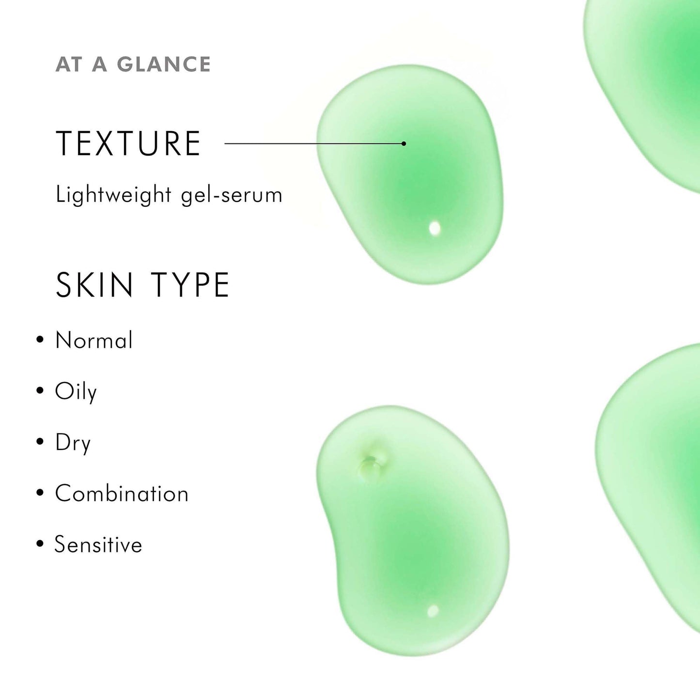 SkinCeuticals Phyto Corrective Gel texture swatch and recommended skin types